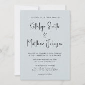 Dusty Blue QR Code in einer modernen Hochzeit Einladung (Vorderseite)