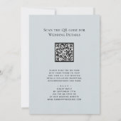 Dusty Blue QR Code in einer modernen Hochzeit Einladung (Rückseite)