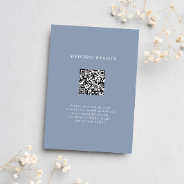 Dusty Blue QR Code Minimale Hochzeitdetails Begleitkarte