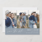 Dusty Blue QR Code Modern Save the Date 4 Foto (Vorderseite)