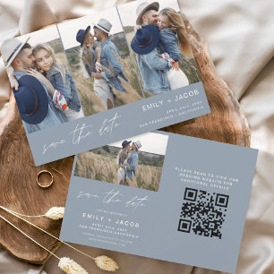 Dusty Blue QR Code Modern Save the Date 4 Foto