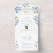 Dusty Blue QR Code Periwinkle Wedding All In One Einladung (Innen Boden)