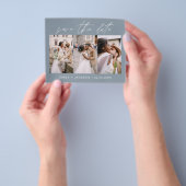 Dusty Blue QR Code - Save the Date 3 Foto Flyer (Gruppe)
