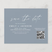 Dusty Blue QR Code - Save the Date 3 Foto Flyer (Hinten)