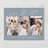 Dusty Blue QR Code - Save the Date 3 Foto Flyer (Vorne)