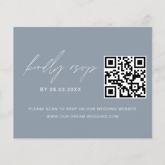Dusty Blue QR Code UAWG Wedding Website Flyer (Vorne)