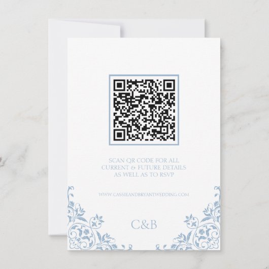 Dusty Blue QR Code Wedding Details Enclosure Card Einladung (Rückseite)