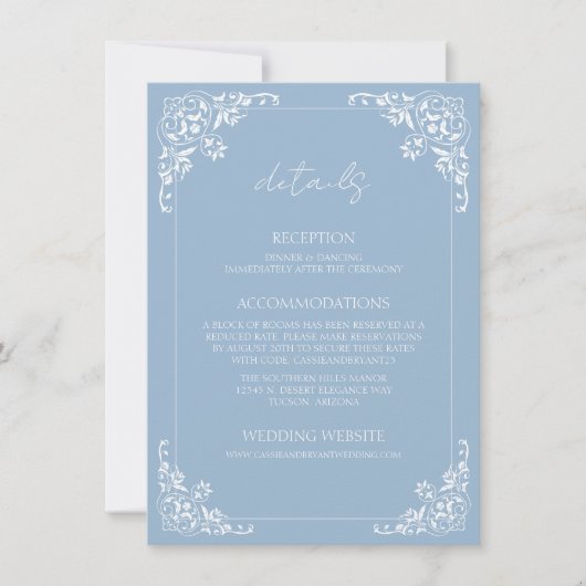 Dusty Blue QR Code Wedding Details Enclosure Card Einladung (Vorderseite)