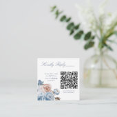 Dusty Blue QR Code Wedding Website RSVP Card Begleitkarte (Stehend Vorderseite)