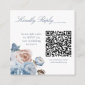Dusty Blue QR Code Wedding Website RSVP Card Begleitkarte (Vorderseite)