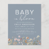 Dusty Blue QR Code Wildblume Baby in Bloom Shower Flyer (Vorne)