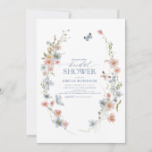 Dusty Blue QR Code Wildblume Garden Brautparty Einladung (Vorderseite)