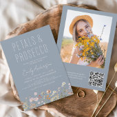 Dusty Blue QR Code Wildblume Petals & Prosecco Flyer