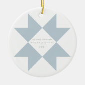 Dusty Blue Quilt Star Keramik Ornament (Vorne)