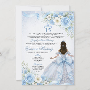 Dusty Blue Quinceañera 15 Anos Mis Quince Krone Einladung