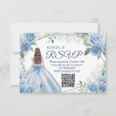 Dusty Blue Quinceañera 15 Anos RSVP Card Dankeskarte (Vorderseite)
