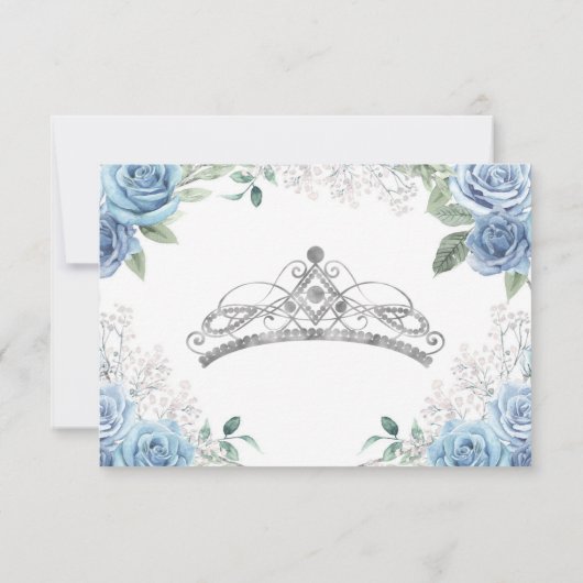 Dusty Blue Quinceañera 15 Anos RSVP Card Dankeskarte (Rückseite)