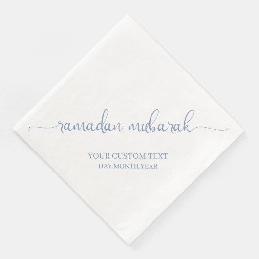 Dusty Blue Ramadan Mubarak Calligraphy Custom Serviette (Ecke)
