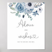 Dusty Blue Ratschläge und Wünsche für Newlyweds Po Poster (Vorne)