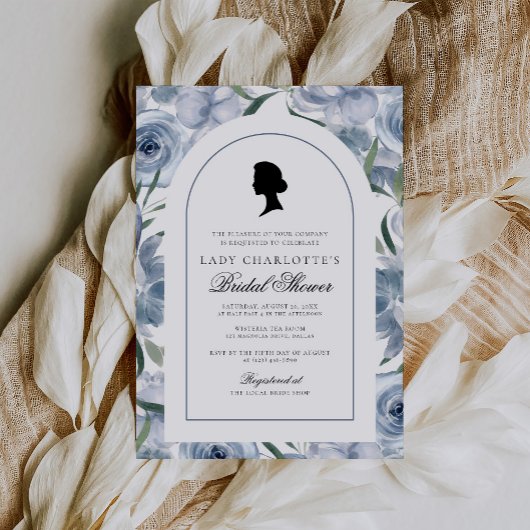 Dusty Blue Regency Elegantes Brautparty Einladung