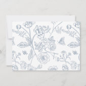 Dusty Blue Regency Floral Wedding Details Card Einladung (Rückseite)
