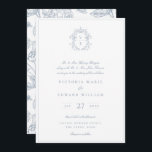 Dusty Blue Regency Wappen Monogram Wedding Einladung<br><div class="desc">Dusty Blue Monogram Regency Wappen,  Hochzeitseinladung. Vintag inspiriert Regency-Era Barocklinie Art Monogramm Wappen. Features,  eine elegante dustig blaue Typografie Design Stil Mischung aus Skript und fett-Typ. Chinoiserie Stil Gartenmuster Rückenlehne.</div>