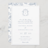 Dusty Blue Regency Wappen Monogram Wedding