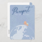 Dusty Blue Reisepass Boy Dusche Baby Einladung (Vorne/Hinten)