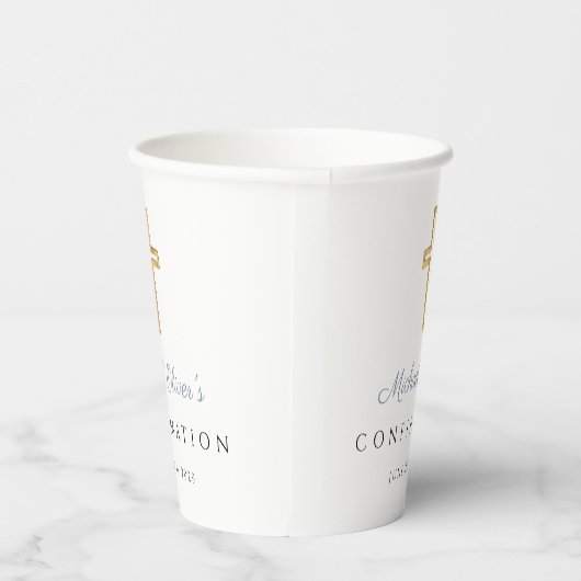 Dusty Blue Religious Cross Boy Bestätigung Pappbecher (Rechts)