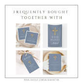 Dusty Blue Religious Cross Boy Erste Kommune Pappteller