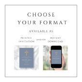 Dusty Blue Religious Wood Cross Boy Bestätigung Einladung