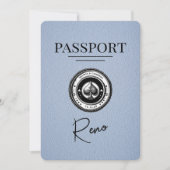Dusty Blue Reno Passport Save the Date (Vorderseite)