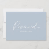 Dusty Blue Reserved Wedding Table Card Einladung (Vorderseite)
