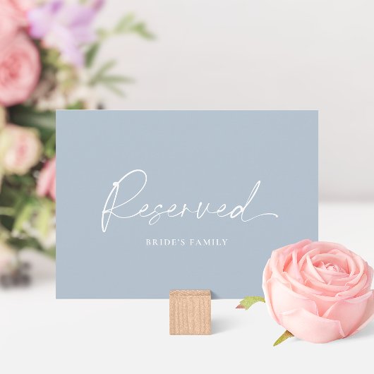Dusty Blue Reserved Wedding Table Card Einladung