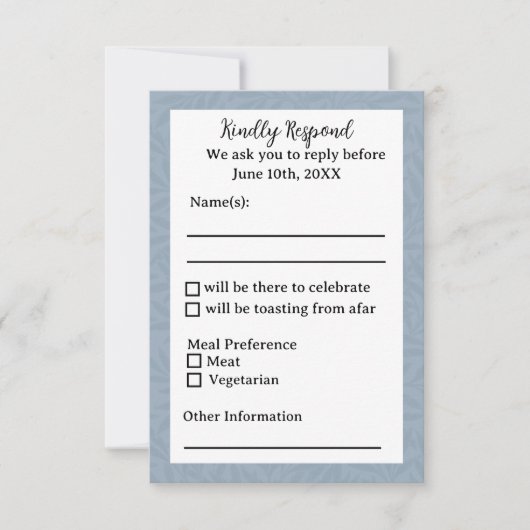 Dusty Blue Response Card RSVP Karte (Vorderseite)