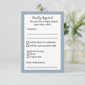 Dusty Blue Response Card RSVP Karte (Stehend Vorderseite)