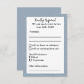 Dusty Blue Response Card RSVP Karte (Vorne/Hinten)