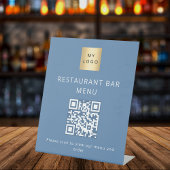 Dusty Blue Restaurant Café Bar Scan Menü QR Code Sockelschild