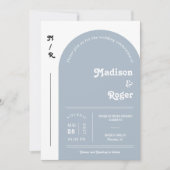 Dusty Blue Retro Arch Foto QR Code UAWG Groovy Einladung (Vorderseite)