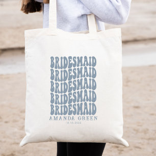 Dusty Blue Retro Boho Personalisiert Bachelorette Tragetasche