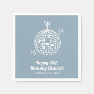 Dusty Blue Retro Diskothek Ball Geburtstagsparty N Serviette