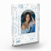 Dusty Blue Retro Hand Drawing Abschluss Foto Block (Links)