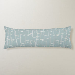 Dusty Blue Retro Lino-Druck geometrisches Muster Seitenschläferkissen