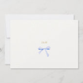 Dusty Blue Ribbon Bow | Aus Weiß Save the Date Einladung (Rückseite)