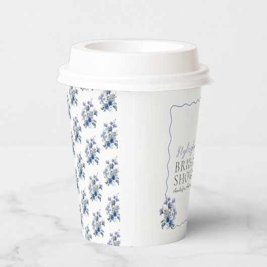 Dusty Blue Ribbon Bow Calla Lily Brautparty Pappbecher (Rechts)