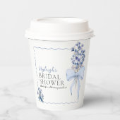 Dusty Blue Ribbon Bow Calla Lily Brautparty Pappbecher (Vorderseite)