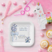 Dusty Blue Ribbon Bow Calla Lily Brautparty Pappteller (Party)