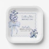 Dusty Blue Ribbon Bow Calla Lily Brautparty Pappteller (Vorderseite)