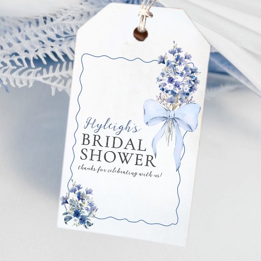 Dusty Blue Ribbon Bow Calla Lily Vielen Dank Geschenkanhänger