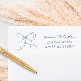 Dusty Blue Ribbon Coquette Bow Address Label